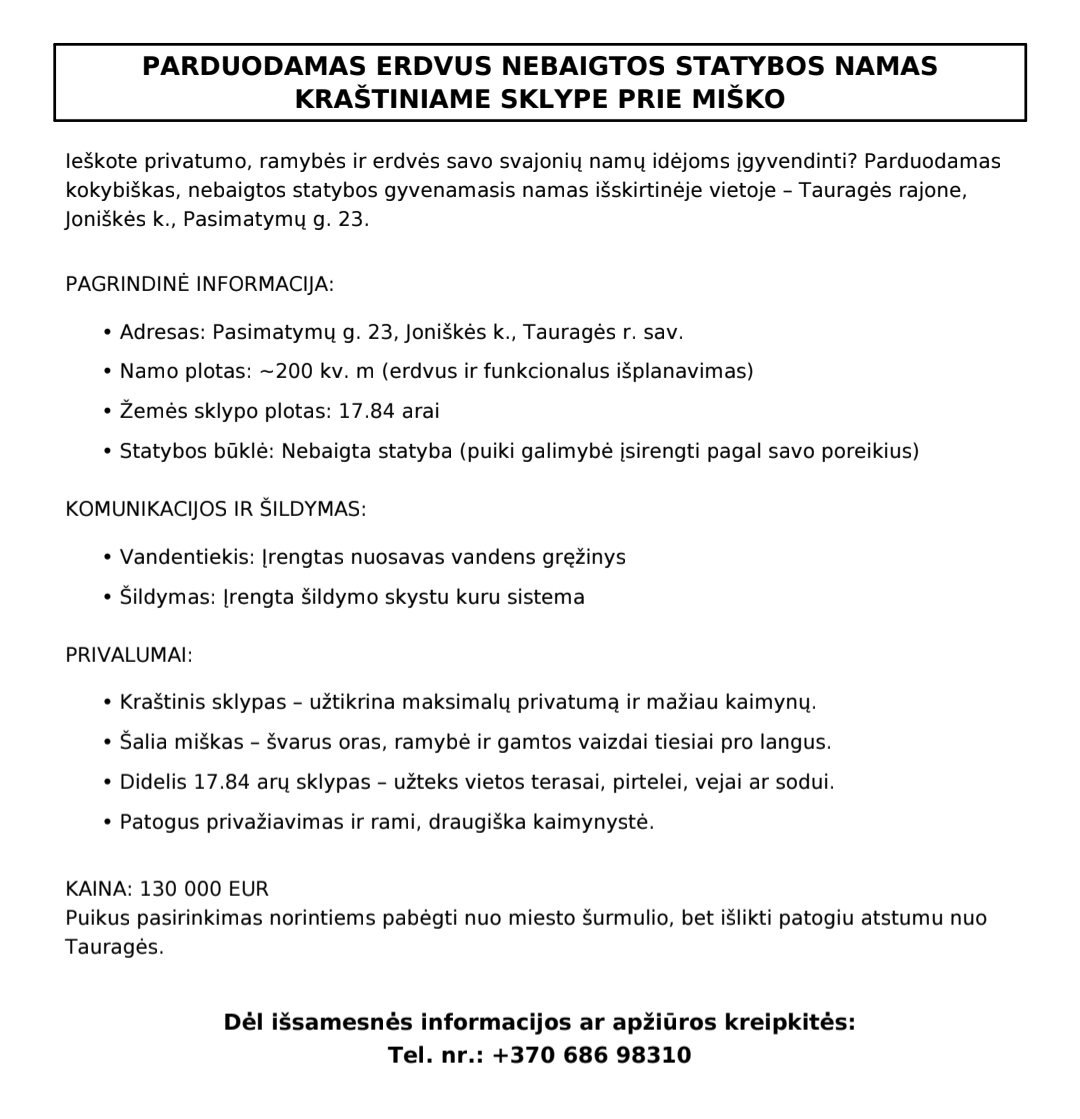 Namas Tauragės raj. – nuotrauka 1